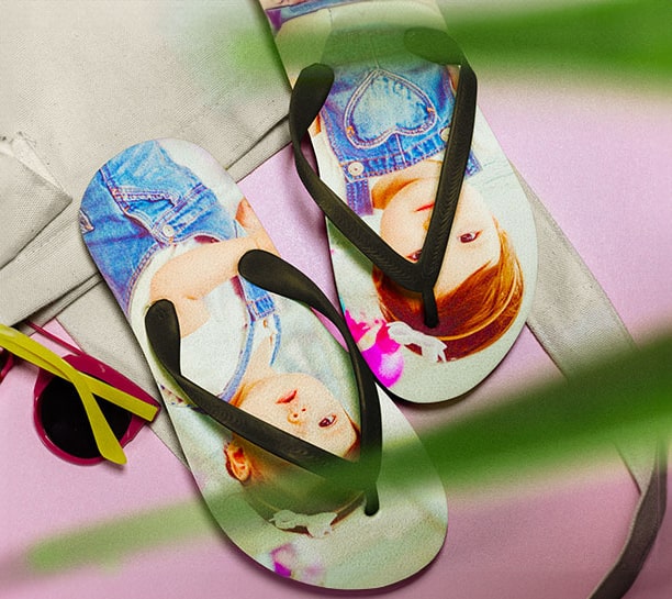 Wedding Flip Flops w/Personalized Tag (Black or White Available)
